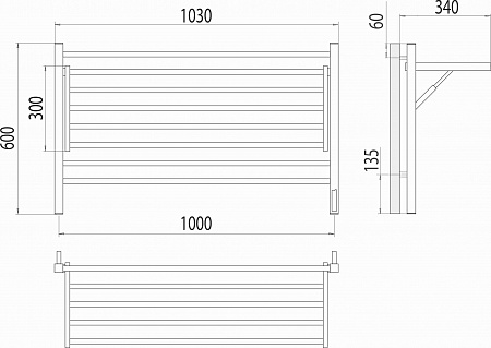 Горизонт П8 1000х600 электро КС ЧЕРНЫЙ МУАР (sensor quick touch) Полотенцесушитель TERMINUS Минеральные Воды - фото 5