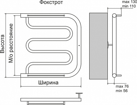 Фокстрот AISI 32х2 600х700 Полотенцесушитель  TERMINUS Минеральные Воды - фото 3